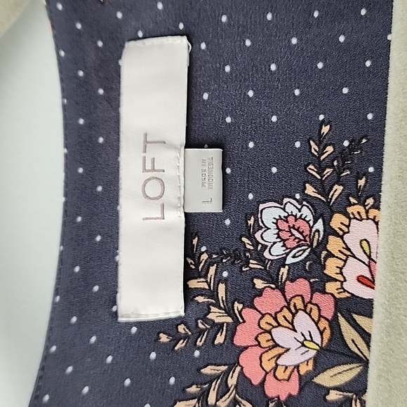 LOFT Cottagecore Lightweight Floral Polka Dot Button Up Flowy Blouse Top - Picture 2 of 6